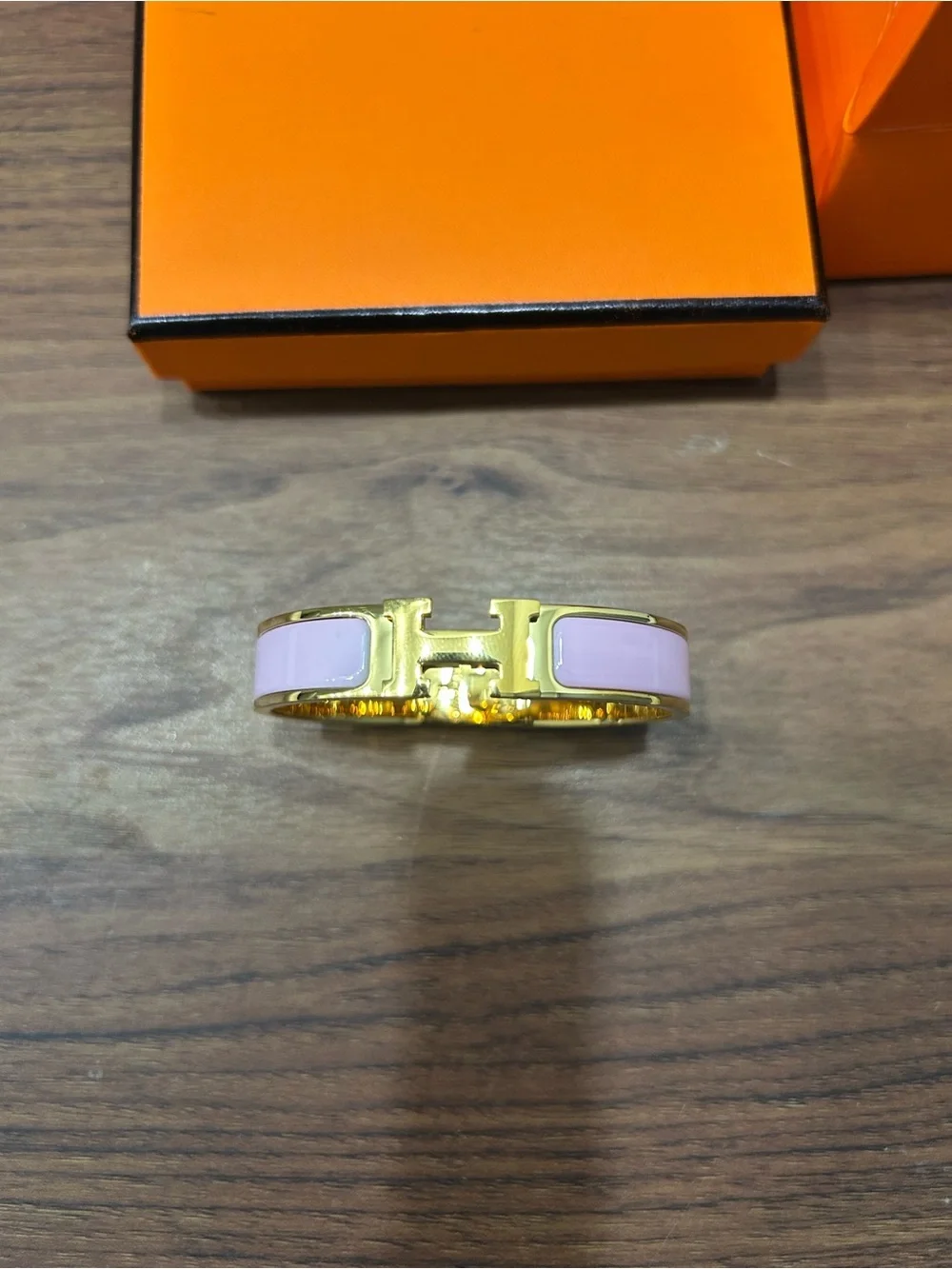 Hermes Clic H Bracelet Pink & Gold